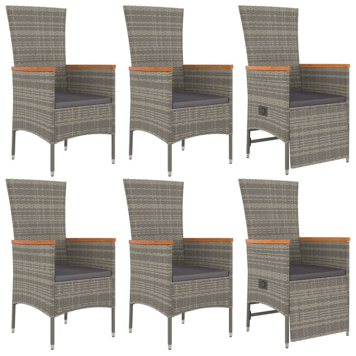 Set mobilier de grădină cu perne, 7 piese, gri, poliratan WALTI