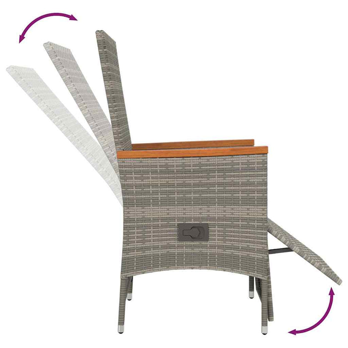 Set mobilier de grădină cu perne, 7 piese, gri, poliratan WALTI