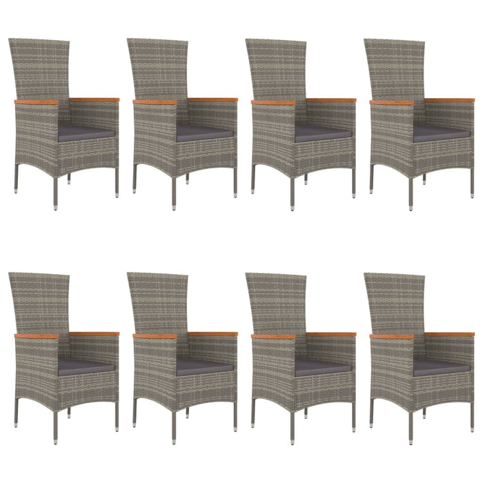 Set mobilier grădină cu perne, 9 piese, gri, poliratan - WALTI WALTI