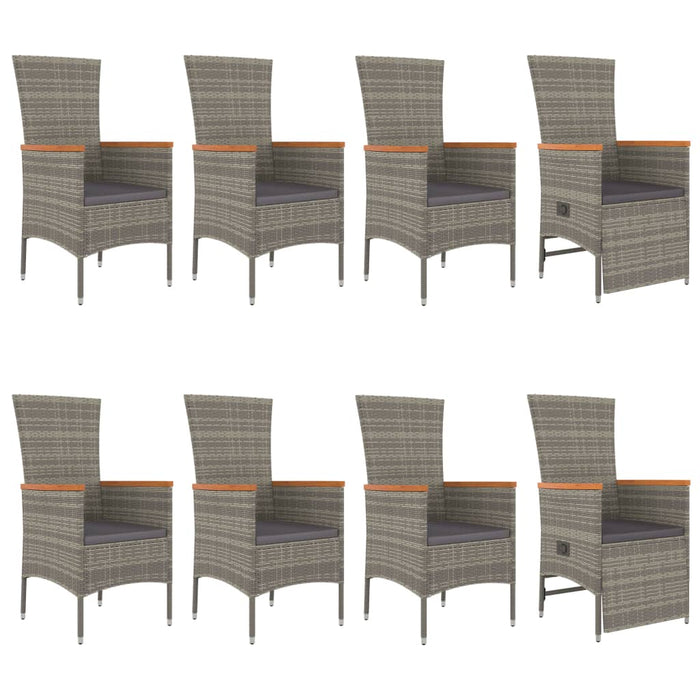 Set mobilier grădină cu perne, 9 piese, gri, poliratan - WALTI WALTI