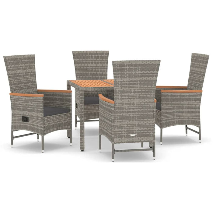 Set mobilier de grădină cu perne, 5 piese, gri, poliratan WALTI