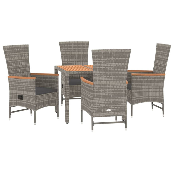 Set mobilier de grădină cu perne, 5 piese, gri, poliratan WALTI