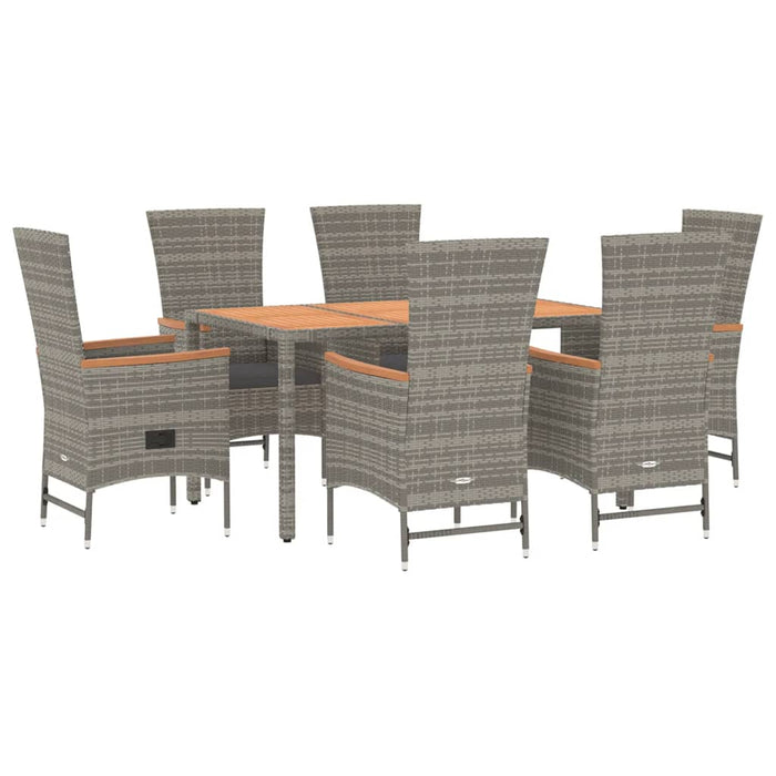 Set mobilier de grădină cu perne, 7 piese, gri, poliratan WALTI