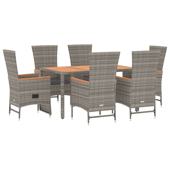 Set mobilier de grădină cu perne, 7 piese, gri, poliratan WALTI