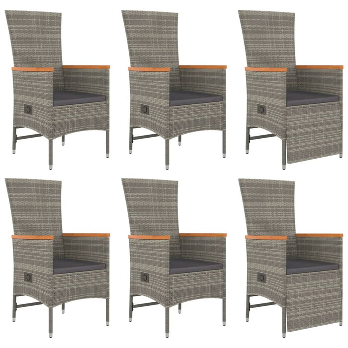 Set mobilier de grădină cu perne, 7 piese, gri, poliratan WALTI