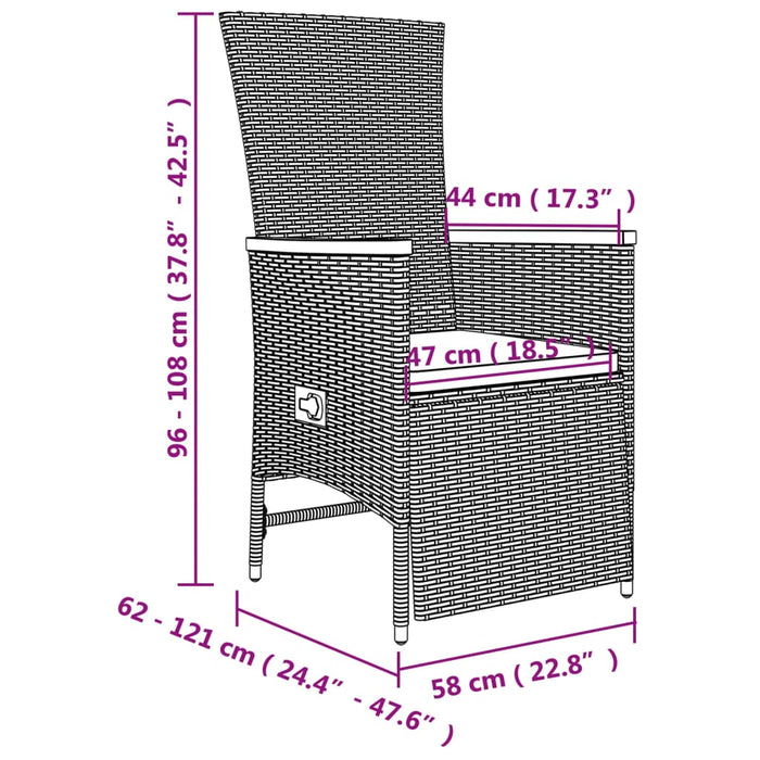 Set mobilier de grădină cu perne, 7 piese, gri, poliratan WALTI