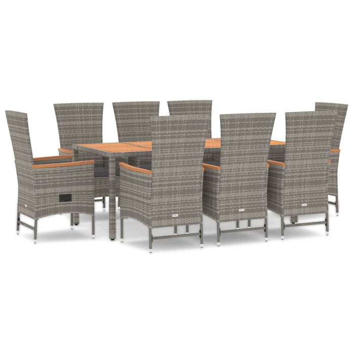 Set mobilier grădină cu perne, 9 piese, gri, poliratan - WALTI WALTI