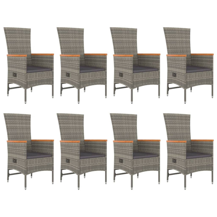 Set mobilier grădină cu perne, 9 piese, gri, poliratan - WALTI WALTI
