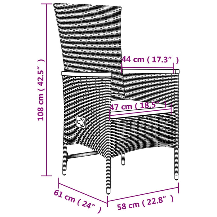 Set mobilier grădină cu perne, 9 piese, gri, poliratan - WALTI WALTI