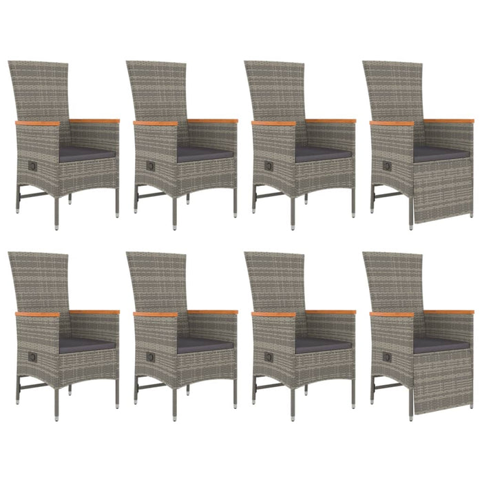 Set mobilier grădină cu perne, 9 piese, gri, poliratan - WALTI WALTI