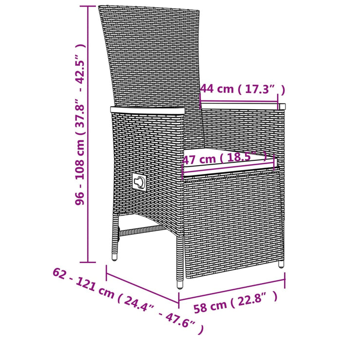 Set mobilier grădină cu perne, 9 piese, gri, poliratan - WALTI WALTI