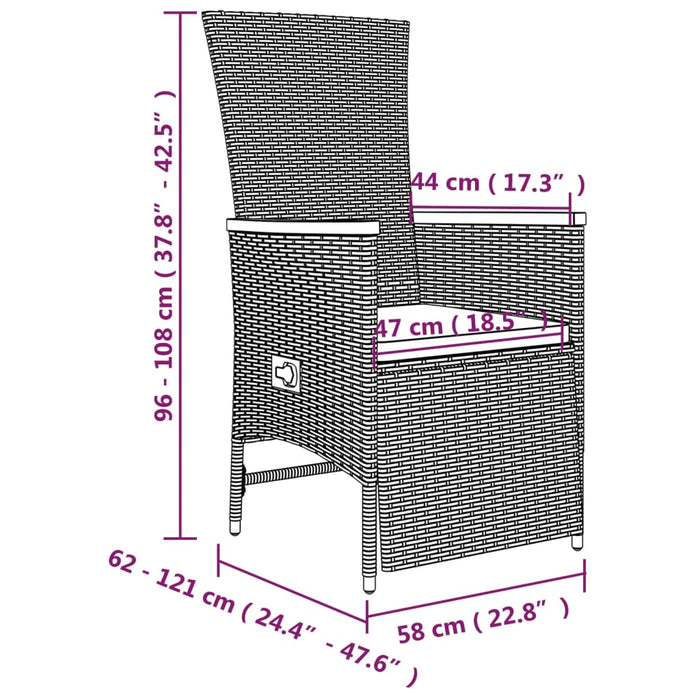 Set mobilier de grădină cu perne, 3 piese, gri, poliratan WALTI