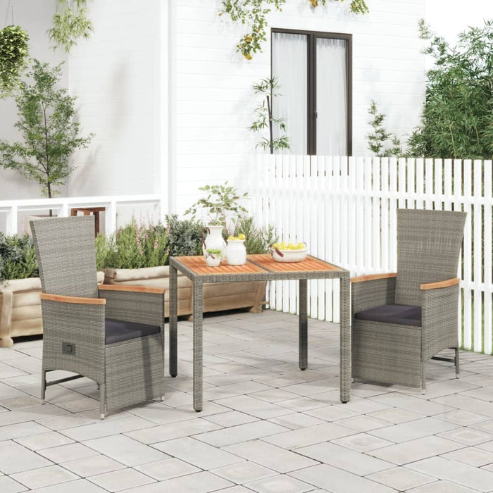 Set mobilier de grădină cu perne, 3 piese, gri, poliratan WALTI