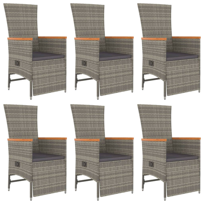 Set mobilier de grădină cu perne, 7 piese, gri, poliratan - WALTI WALTI