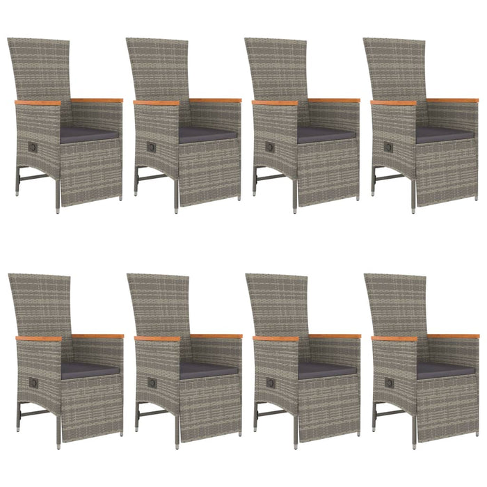 Set mobilier grădină cu perne, 9 piese, gri, poliratan - WALTI WALTI