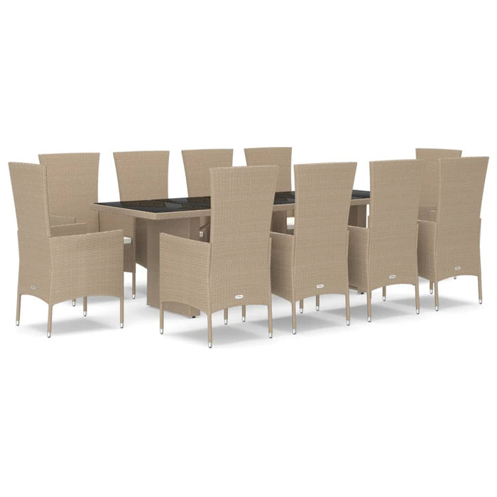 Set mobilier de grădină cu perne, 11 piese, bej, poliratan - WALTI WALTI