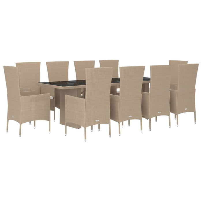 Set mobilier de grădină cu perne, 11 piese, bej, poliratan - WALTI WALTI
