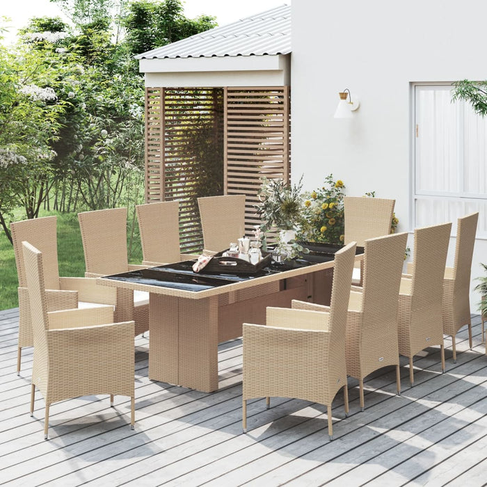 Set mobilier de grădină cu perne, 11 piese, bej, poliratan - WALTI WALTI