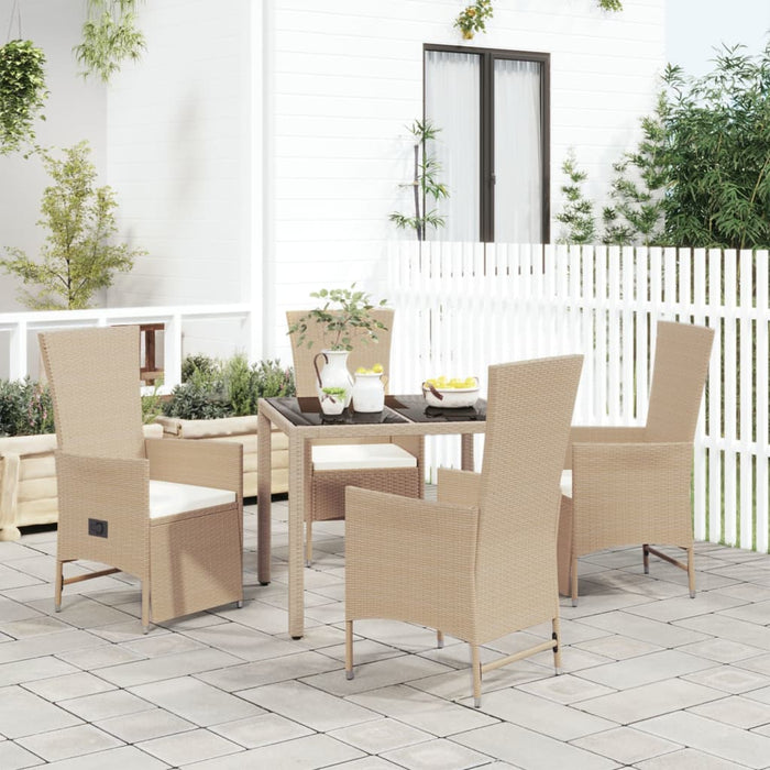 Set mobilier de grădină cu perne, 5 piese, bej, poliratan - WALTI WALTI