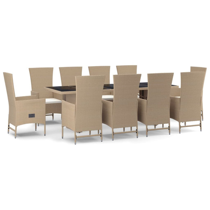Set mobilier de grădină cu perne, 11 piese, bej, poliratan - WALTI WALTI
