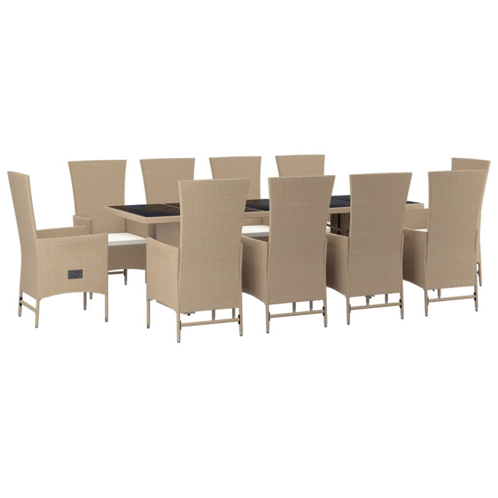 Set mobilier de grădină cu perne, 11 piese, bej, poliratan - WALTI WALTI