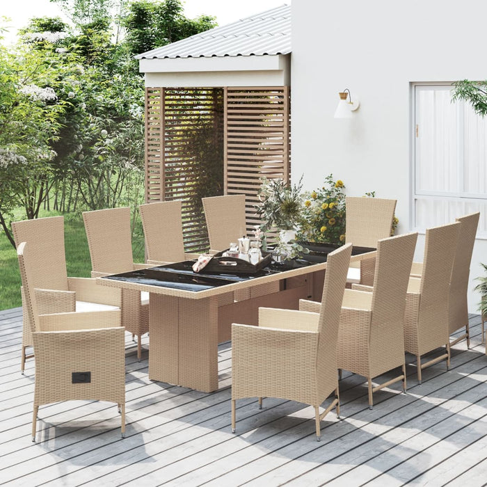 Set mobilier de grădină cu perne, 11 piese, bej, poliratan - WALTI WALTI