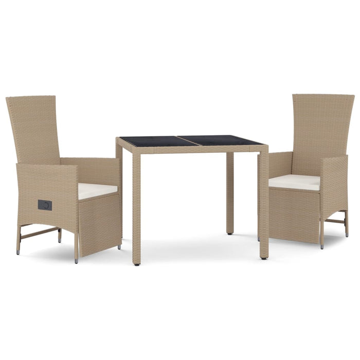 Set mobilier de grădină cu perne, 3 piese, bej, poliratan - WALTI WALTI