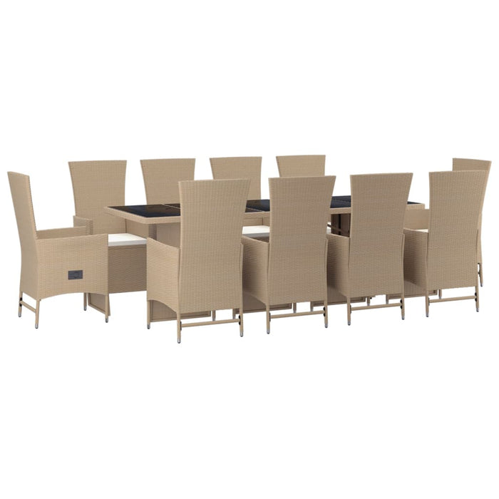 Set mobilier de grădină cu perne, 11 piese, bej, poliratan - WALTI WALTI