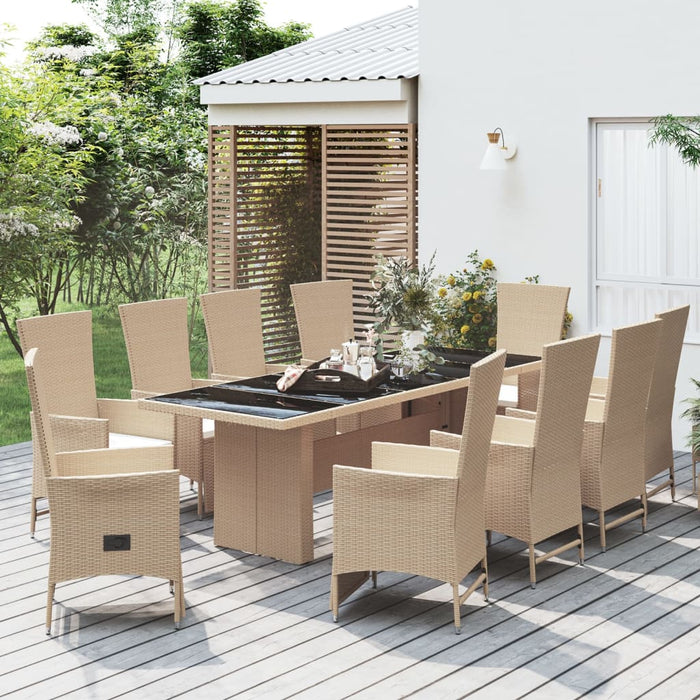Set mobilier de grădină cu perne, 11 piese, bej, poliratan - WALTI WALTI