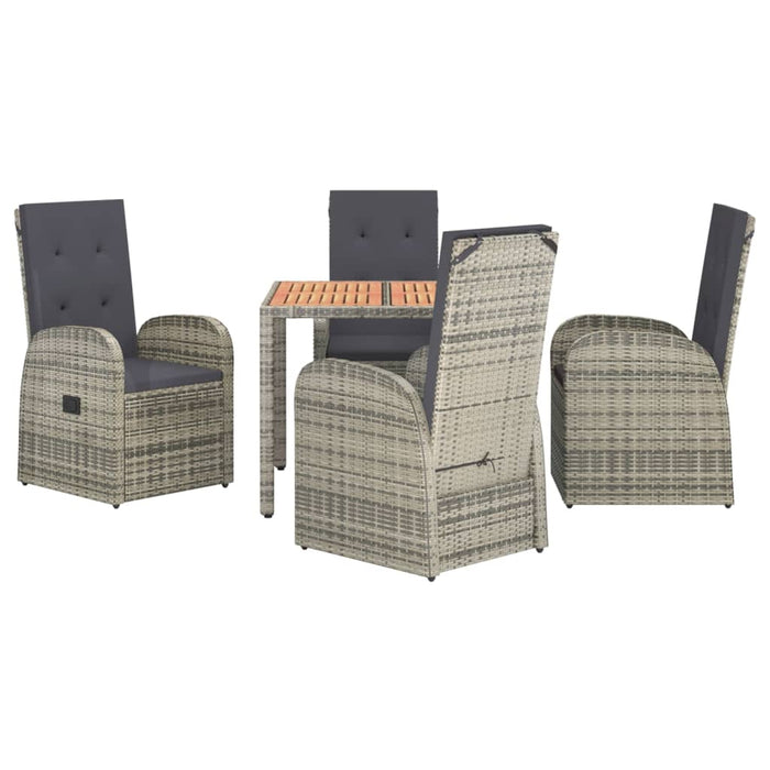 Set mobilier de grădină cu perne, 5 piese, gri, poliratan - WALTI WALTI