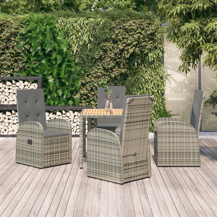 Set mobilier de grădină cu perne, 5 piese, gri, poliratan - WALTI WALTI