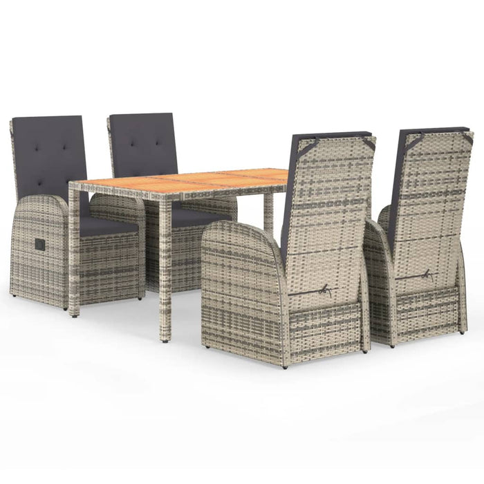Set mobilier de grădină cu perne, 5 piese, gri, poliratan WALTI