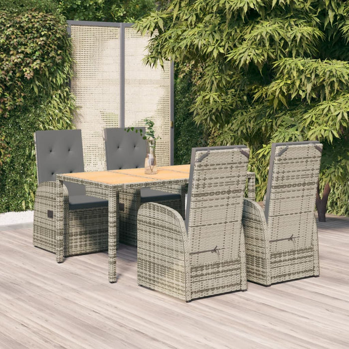 Set mobilier de grădină cu perne, 5 piese, gri, poliratan WALTI