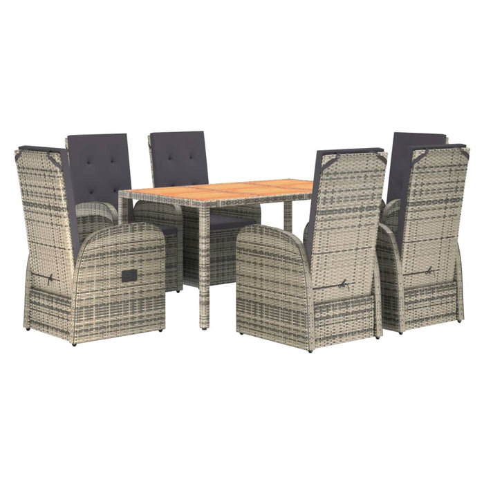 Set mobilier de grădină cu perne, 7 piese, gri, poliratan - WALTI WALTI