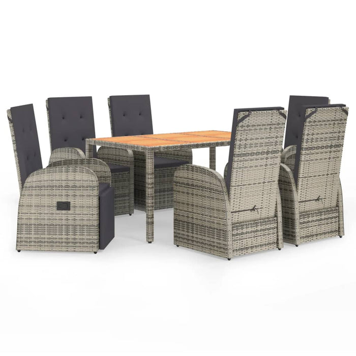 Set mobilier de grădină cu perne, 7 piese, gri, poliratan - WALTI WALTI