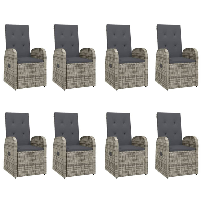 Set mobilier grădină cu perne, 9 piese, gri, poliratan - WALTI WALTI