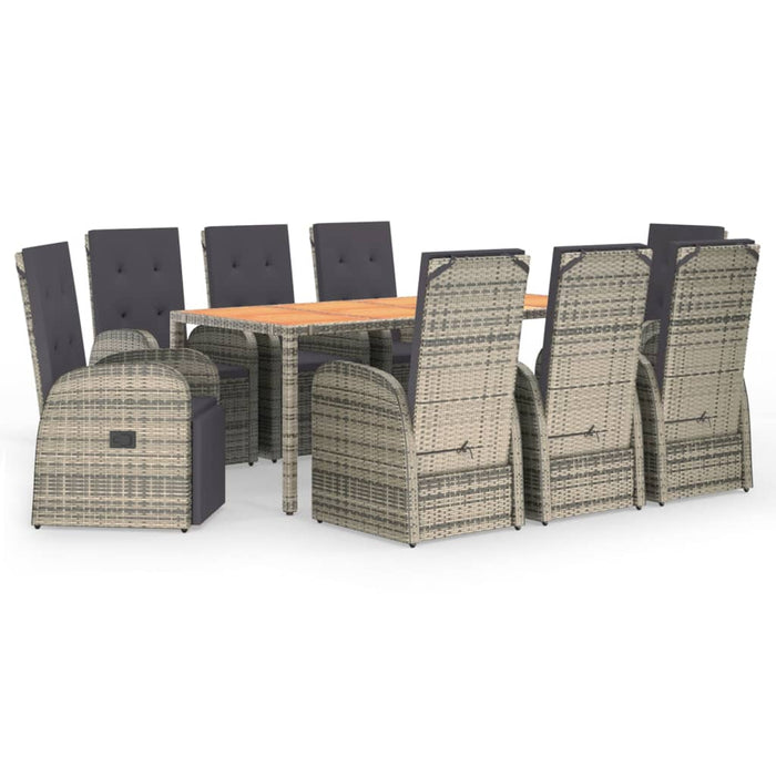 Set mobilier grădină cu perne, 9 piese, gri, poliratan - WALTI WALTI