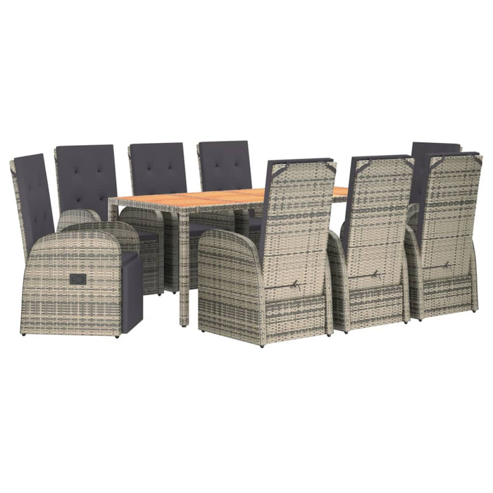 Set mobilier grădină cu perne, 9 piese, gri, poliratan - WALTI WALTI