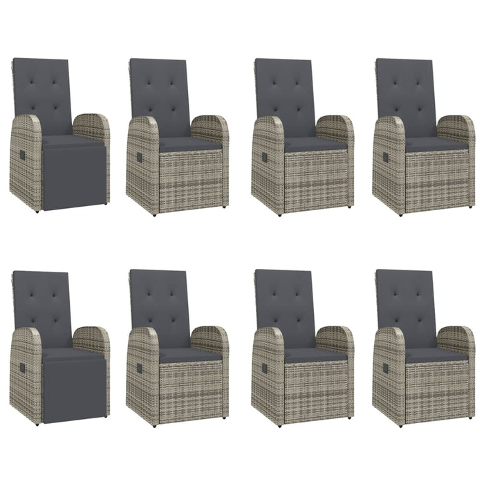 Set mobilier grădină cu perne, 9 piese, gri, poliratan - WALTI WALTI