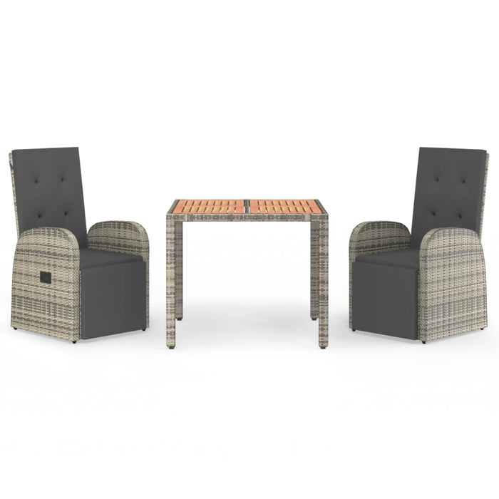 Set mobilier de grădină cu perne, 3 piese, gri, poliratan WALTI