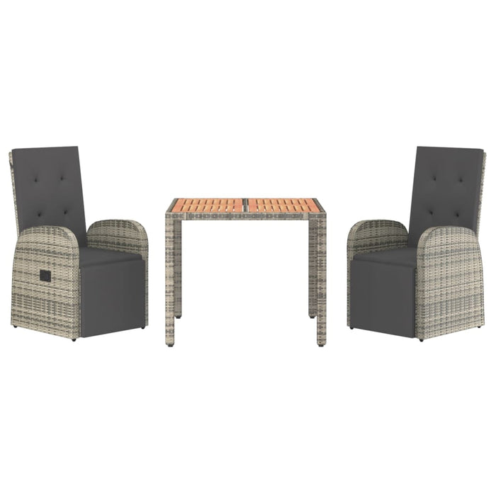Set mobilier de grădină cu perne, 3 piese, gri, poliratan WALTI