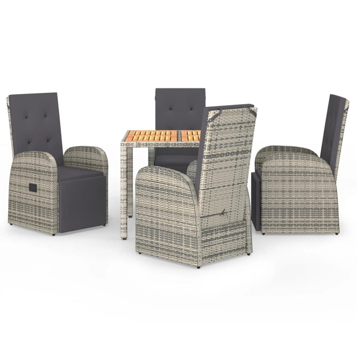 Set mobilier de grădină cu perne, 5 piese, gri, poliratan - WALTI WALTI