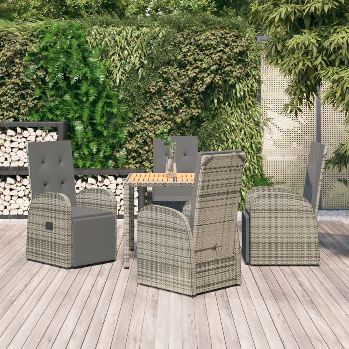 Set mobilier de grădină cu perne, 5 piese, gri, poliratan - WALTI WALTI