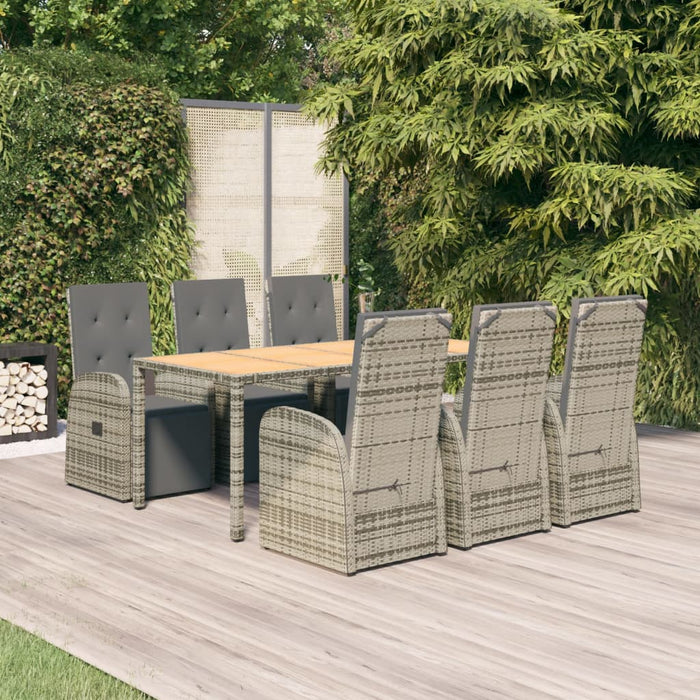 Set mobilier de grădină cu perne, 7 piese, gri, poliratan - WALTI WALTI