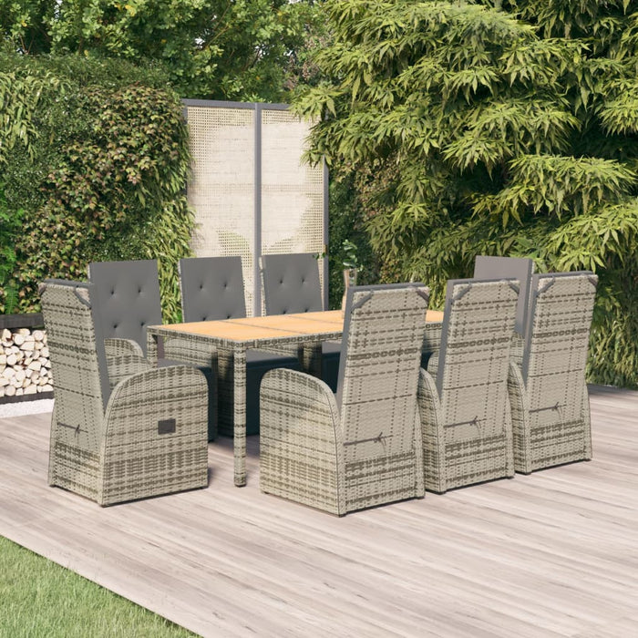Set mobilier grădină cu perne, 9 piese, gri, poliratan - WALTI WALTI