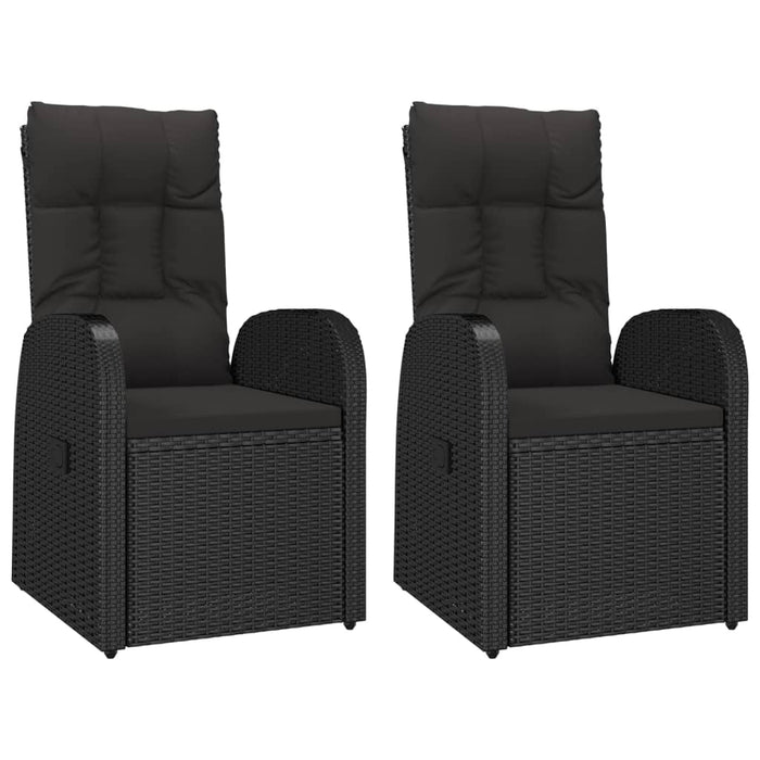 Set mobilier de grădină cu perne, 3 piese, negru, poliratan WALTI