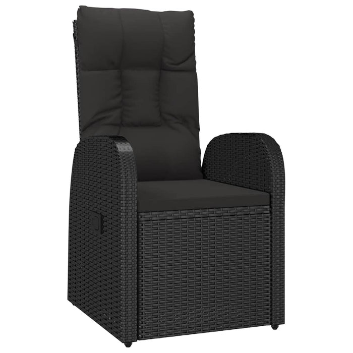 Set mobilier de grădină cu perne, 3 piese, negru, poliratan WALTI