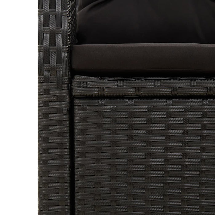 Set mobilier de grădină cu perne, 3 piese, negru, poliratan WALTI