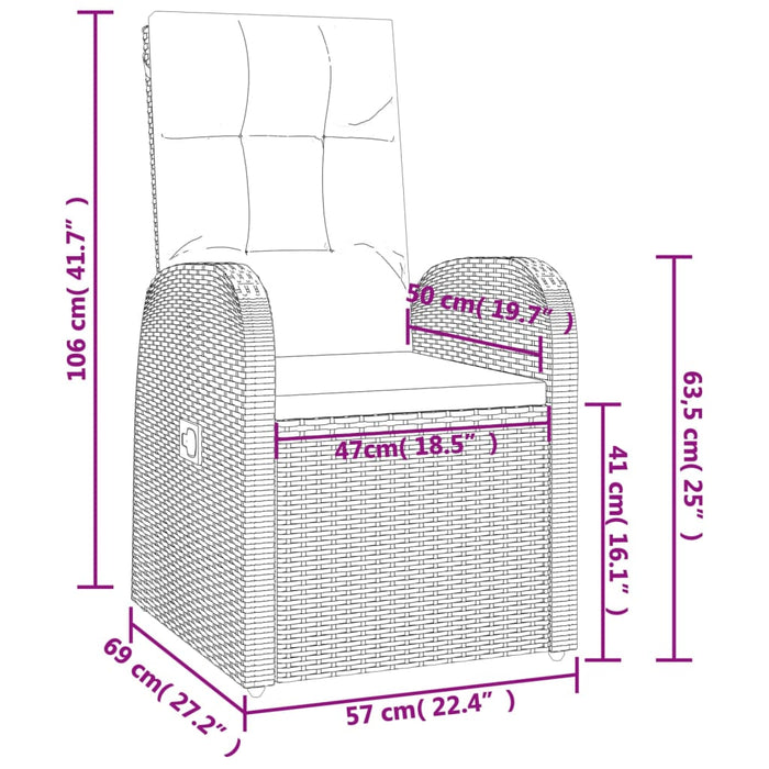 Set mobilier de grădină cu perne, 3 piese, negru, poliratan WALTI