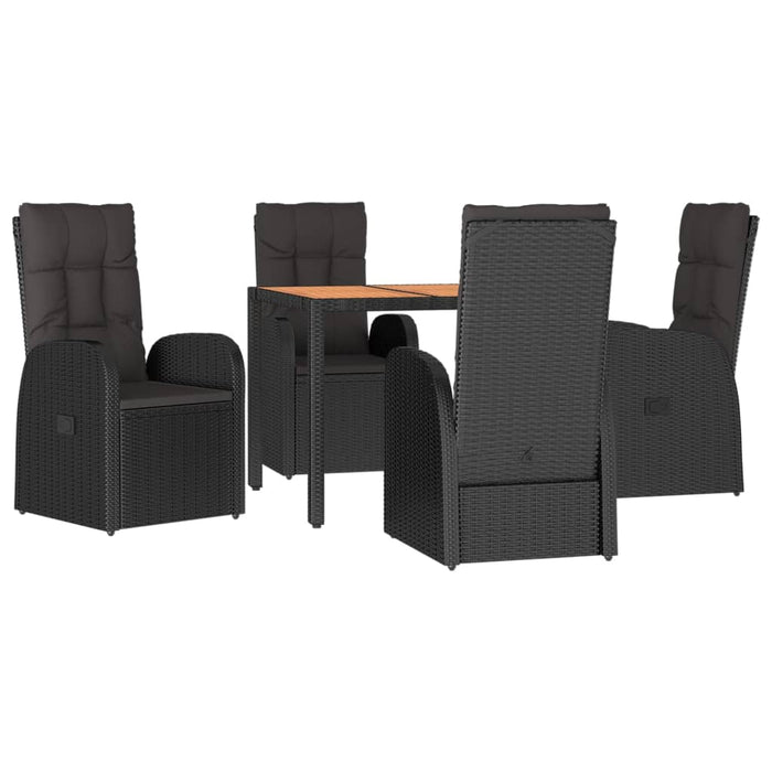 Set mobilier de grădină cu perne, 5 piese, negru, poliratan - WALTI WALTI